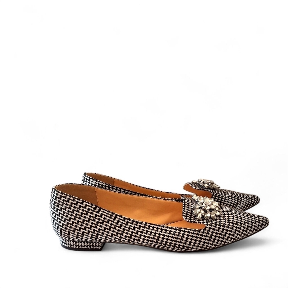Badgley Mischka American Glamour Houndstooth Crystal Embellished Flats Size 10 - Picture 8 of 11
